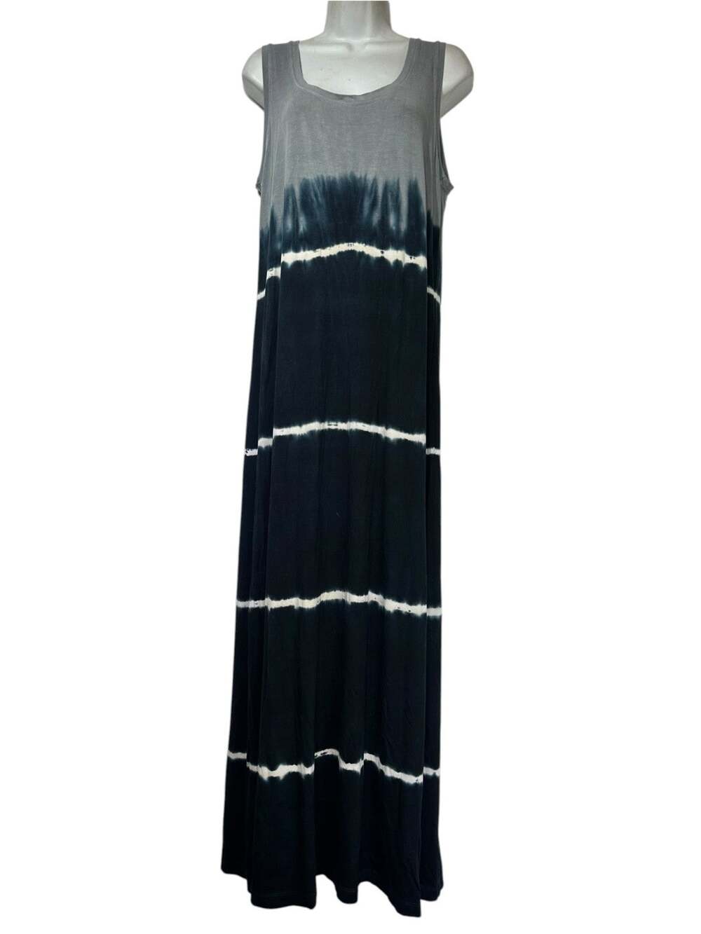 Fresh Produce Women's Size L Gray Black Tie Dye Sleeveless Maxi Dress